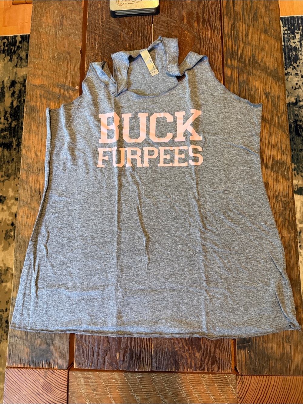 Next Level Apparel Grey Muscle Tee with Pink 'BUCK FURPEES' Print